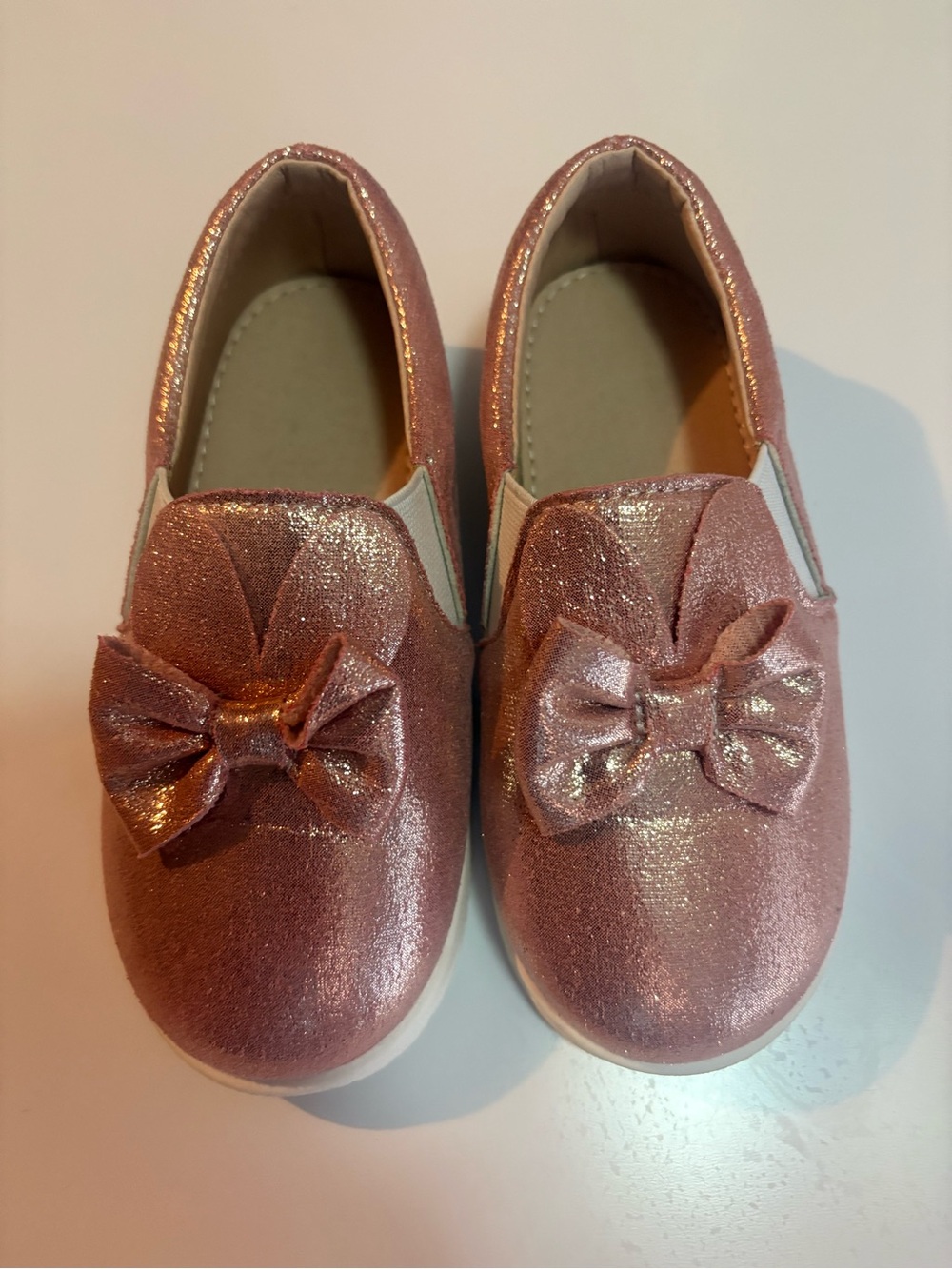 Girls Rose Gold Glitter Slip On Sneakers Size 27  Shoes Kids Toddler US 10C